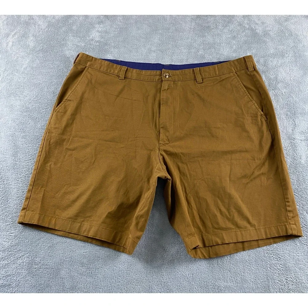 Mens Tobacco Brown Flat Front Chino‎ Shorts Regular Fit Size 39 Casual Summer